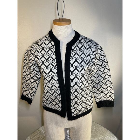 XS/s VTG 60s Billie Jo Sportswear Knit Sweater Sayelle Cardigan No Buttons - Picture 1 of 15